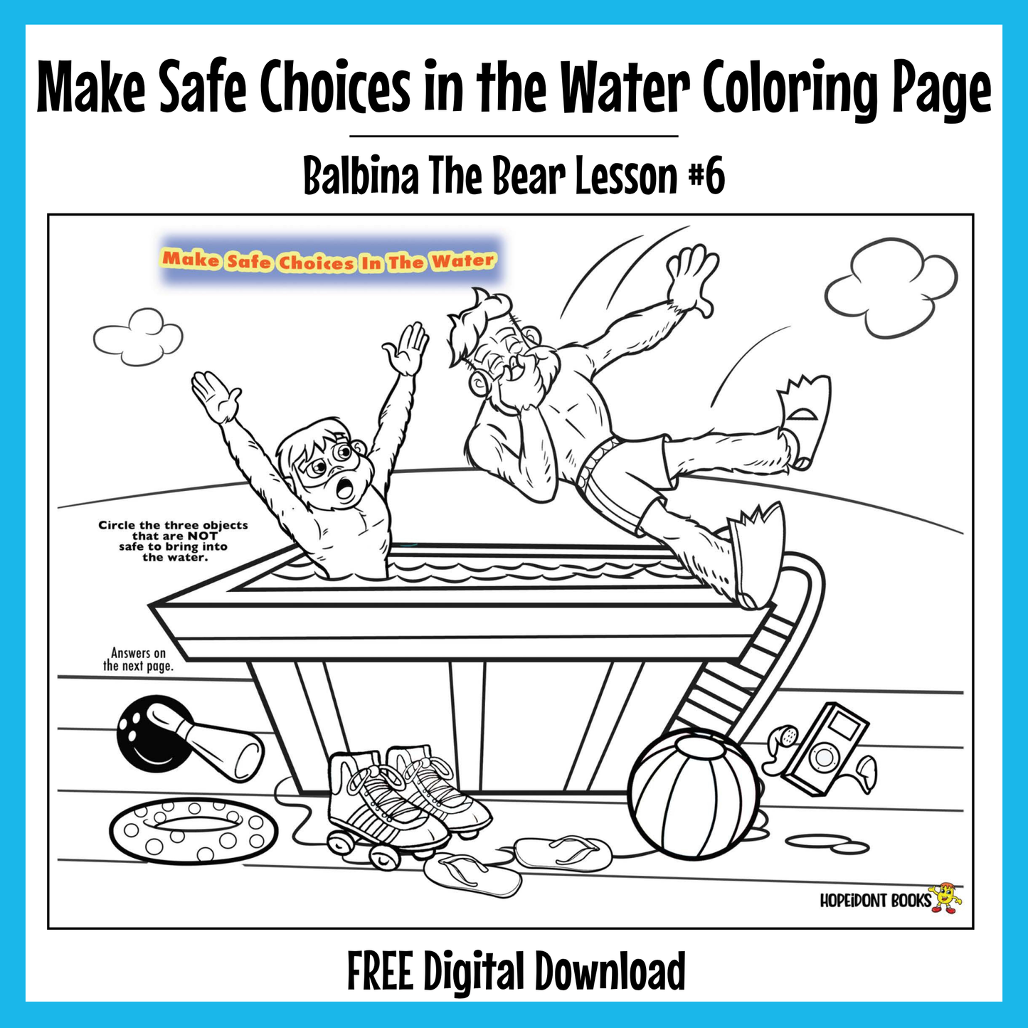 Make Safe Choices in the Water Coloring Page