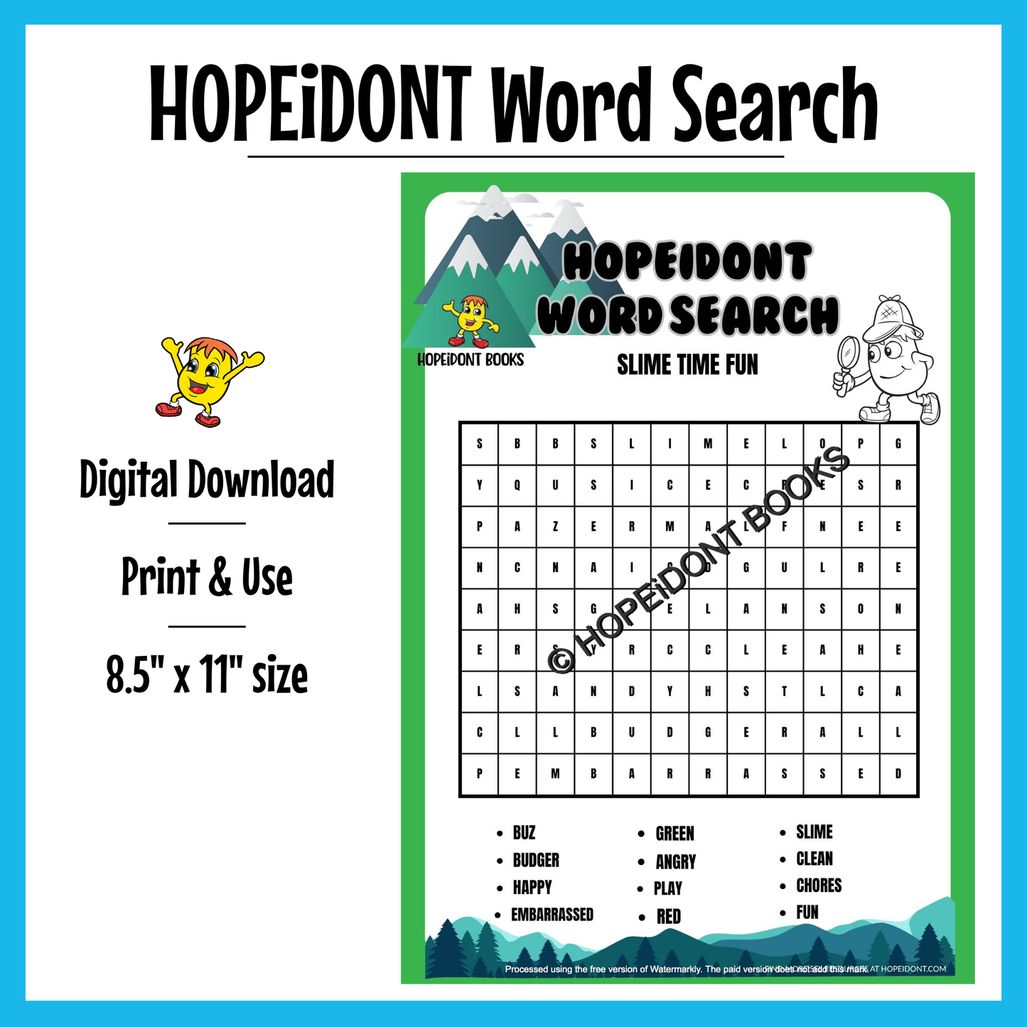 HOPEiDONT Word Search – Slime Time Fun Edition