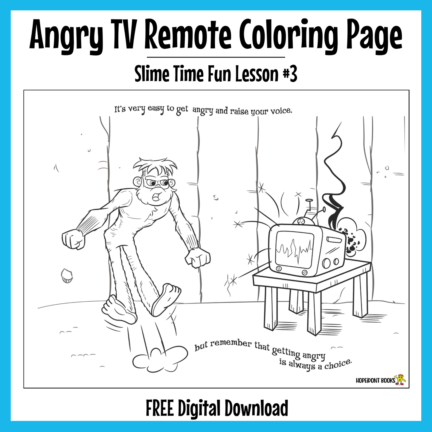 Angry TV Remote Coloring Page