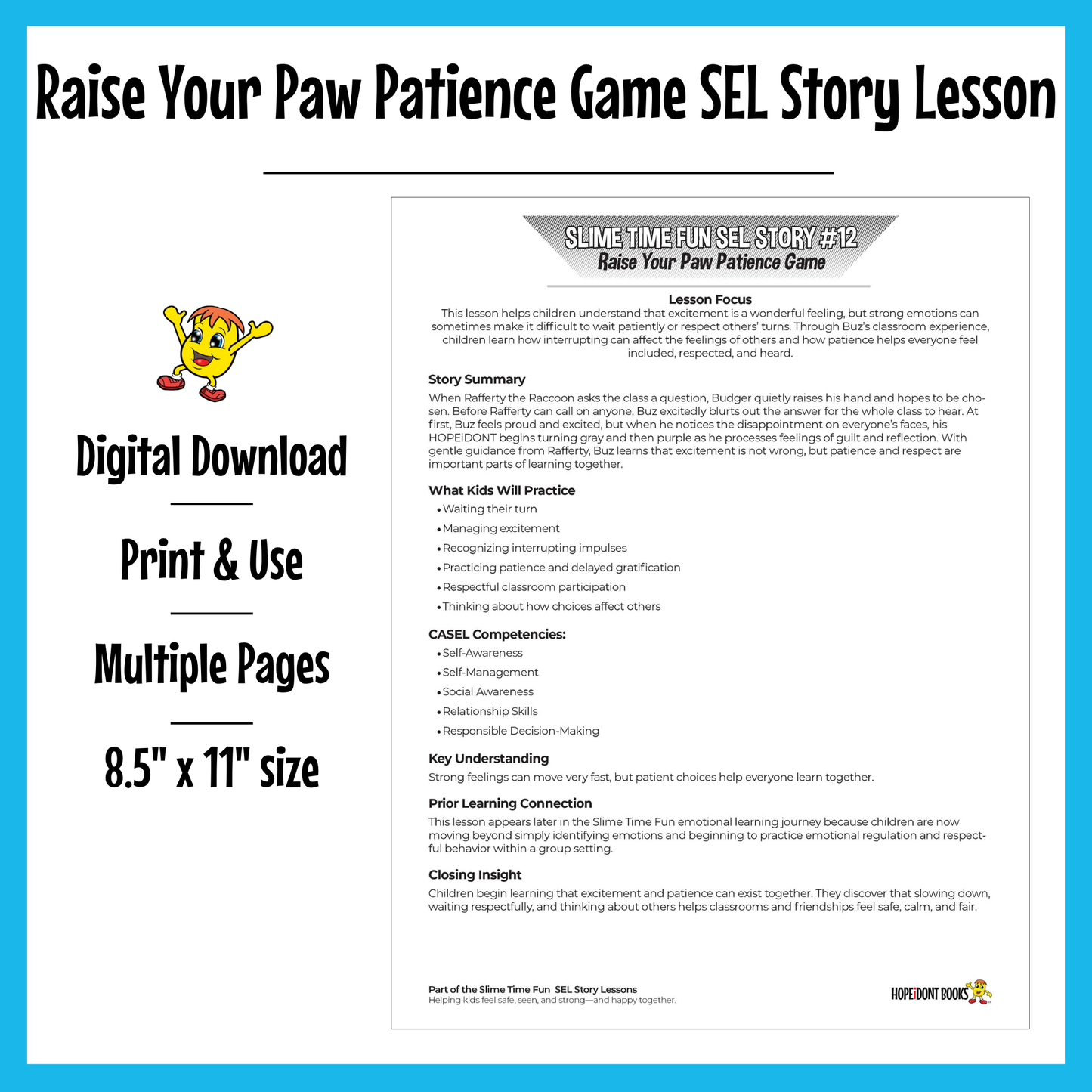 Raise Your Paw Patience Game SEL Story Lesson