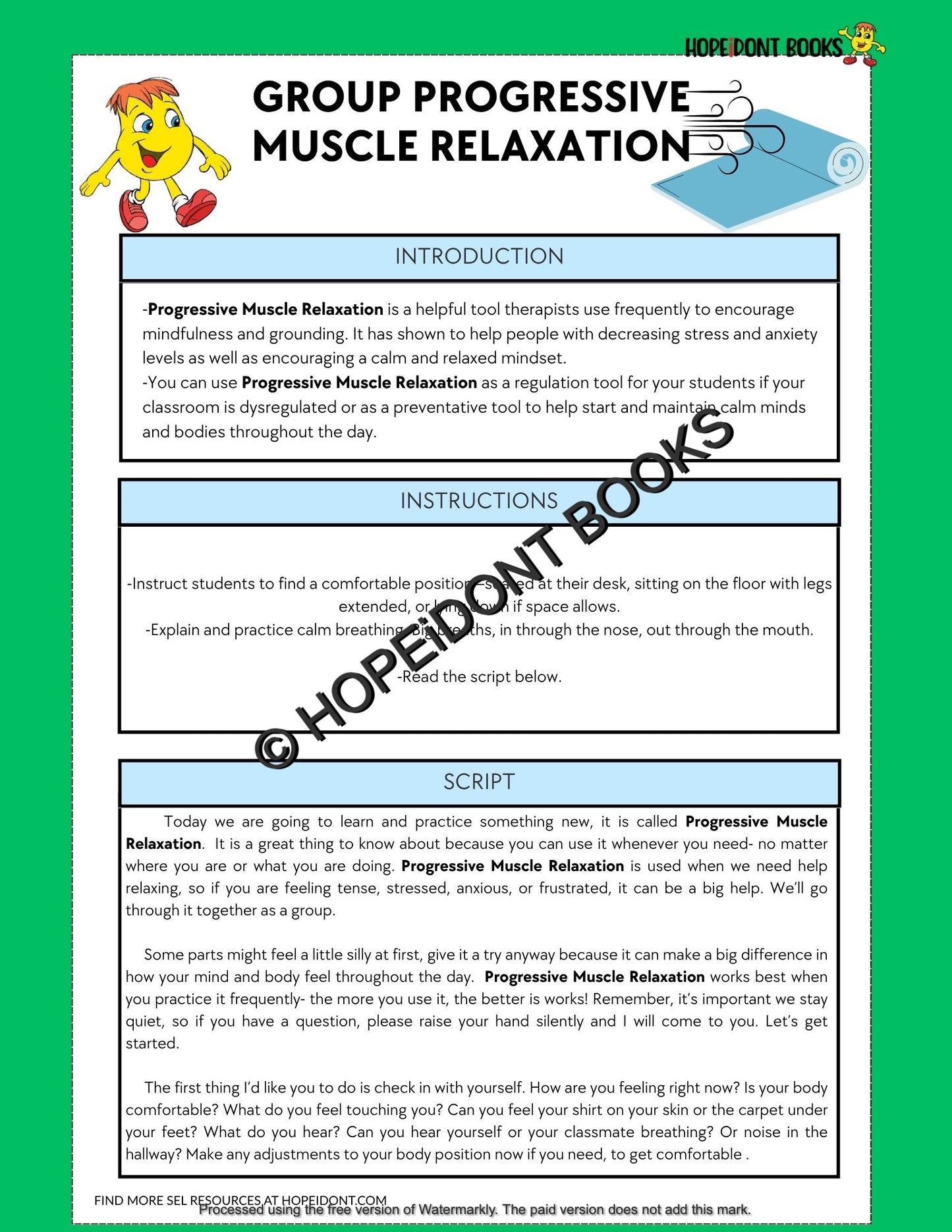 HOPEiDONT GROUP PROGRESSIVE MUSCLE RELAXATION (PMR)