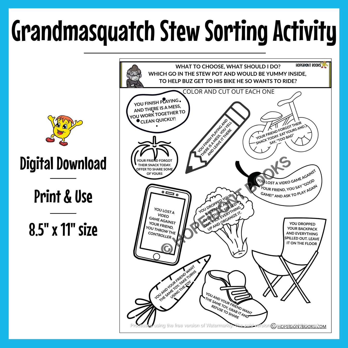 Grandmasquatch Stew Sorting Activity