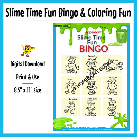 Slime Time Fun Bingo and Coloring Fun